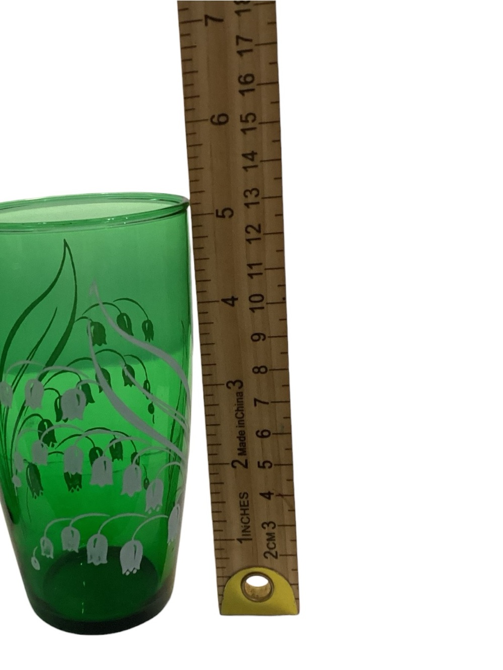 Vintage Anchor Hocking Green Lily of the Valley Tumblers Set of 2 Retro Glasses - Picture 3 of 4